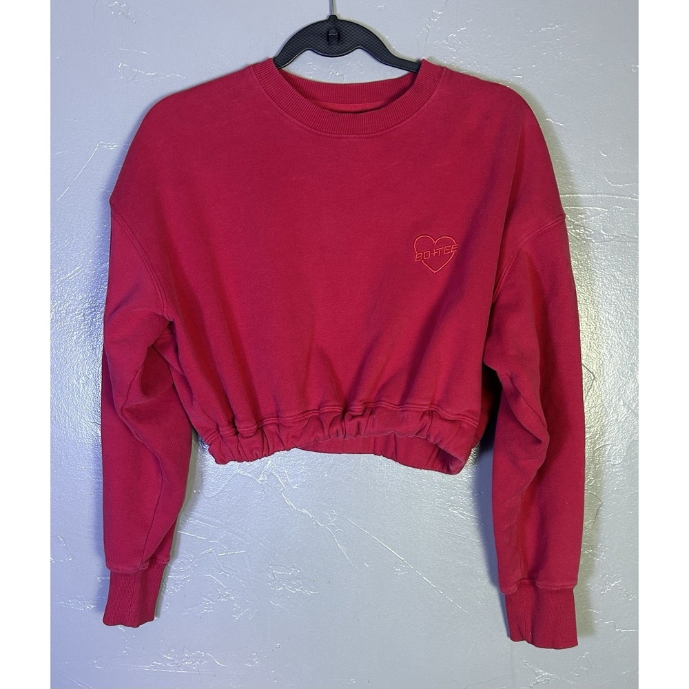 red Bo+Tee cropped sweatshirt Embroidered Letters Size S